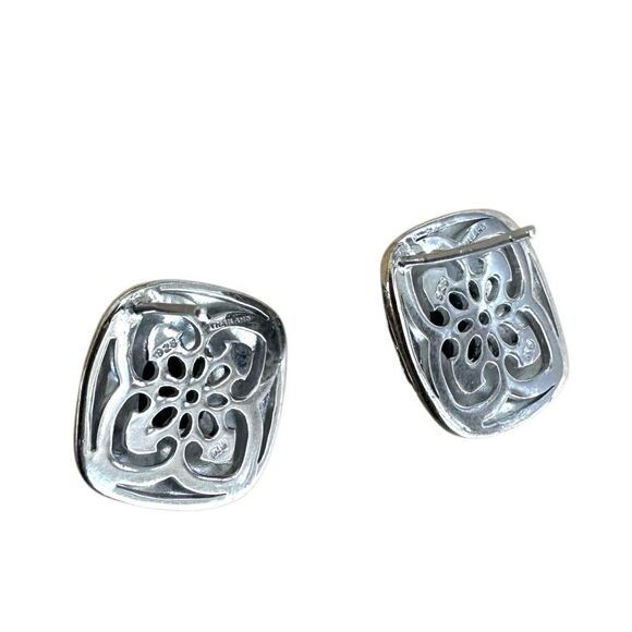 Sterling Silver Earrings with Black Onyx, Rhodium & 18k  Gold Accents - Picture 8 of 10